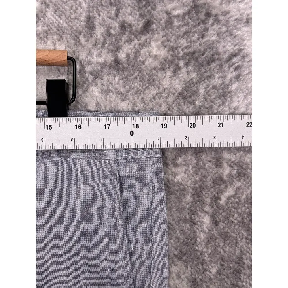 Hugo Boss Pants 38 x 30 Mens Blue Chambray Linen Cotton Blend Slim Trouser
